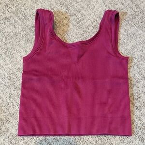 Athleta Cropped Ribbed Tank, Fuchsia 6